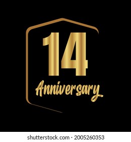 14 year anniversary celebration, vector design for celebrations, invitation cards and greeting cards