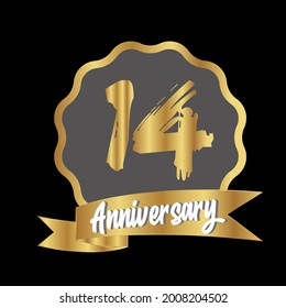Celebración del 14 aniversario, diseño vectorial para celebraciones, tarjetas de invitación y tarjetas de felicitación