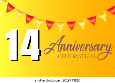 14 year anniversary celebration, vector design for celebrations, invitation cards and greeting cards