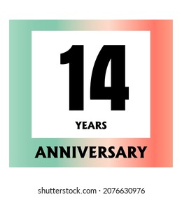 Celebración del 14 aniversario, diseño vectorial para celebraciones, tarjetas de invitación y tarjetas de felicitación