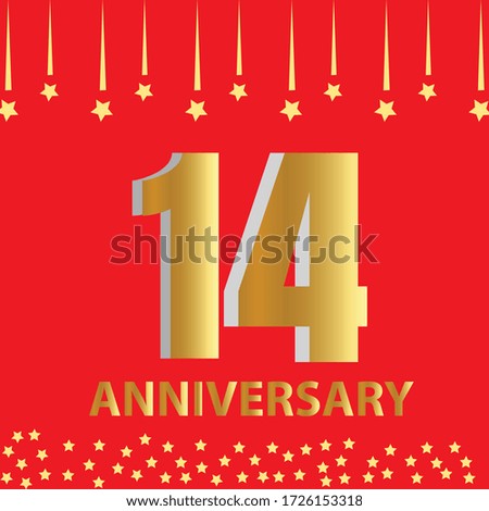 14 year anniversary celebration, vector design for celebrations, invitation cards and greeting cards