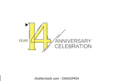 14 year Anniversary comical look, simple line art, Sleek and Clean Design for greeting card, invitation card - Vector