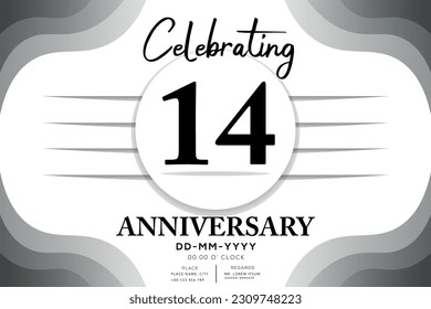 14 year anniversary flat black color logotype style with hand lettering on white background
