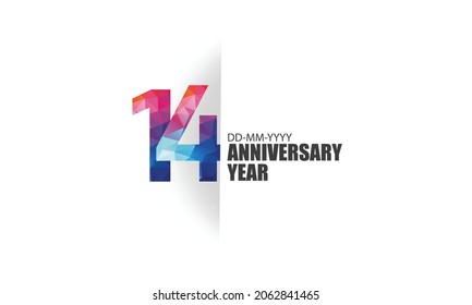 14 year anniversary full color polygon geometry style background for event, birthday, gift - vector