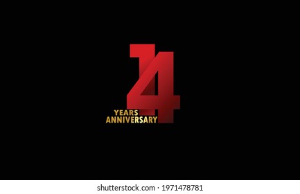 14 year anniversary red color, minimalist logo years, jubilee, greeting card. invitation on Grey background - Vector