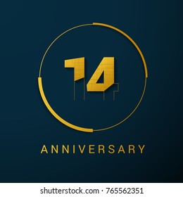 14 Year Anniversary Vector Logo Design Isolated on Dark Background