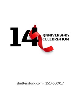 14 Year Anniversary Vector Template Design Illustration