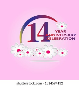 14 Year Anniversary Vector Template Design Illustration