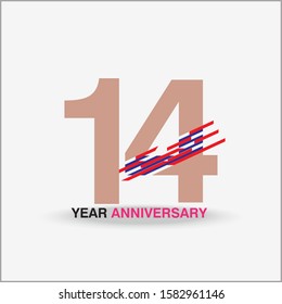 14 Year Anniversary Vector Template Design Illustration
