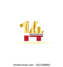 14 Year Anniversary Vector Template Design Illustration