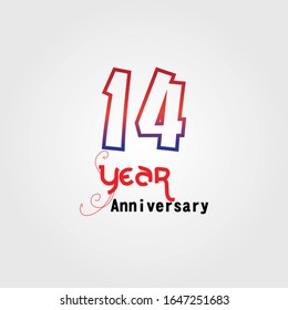 14 Year Anniversary Vector Template Design Illustration