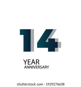 14 Year Anniversary Vector Template Design Illustration Blue Elegant design on White Background