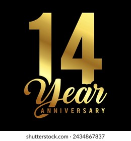 14 Year Anniversary wedding wish lettering text vector illustration.