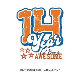 14 años de ser asombroso, diseño para celebraciones, aniversarios, cumpleaños, estampación de pantallas de camisetas
