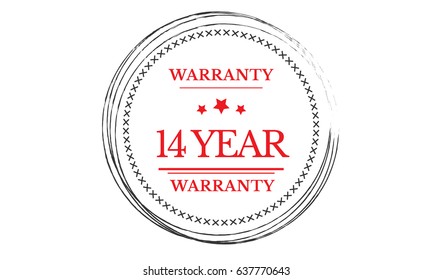 14 year warranty icon vector vintage grunge guarantee background