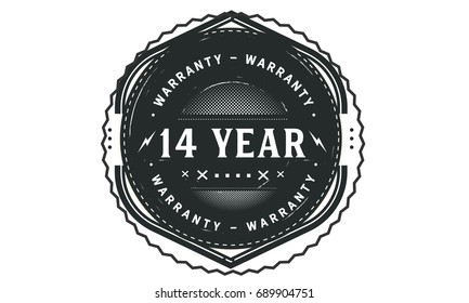 14 year warranty icon vintage rubber stamp guarantee