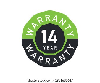 14 year warranty logo isolated on white background. 14 years warranty image