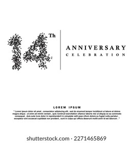 14 Years anniversary celebration 3d vector template design illustration