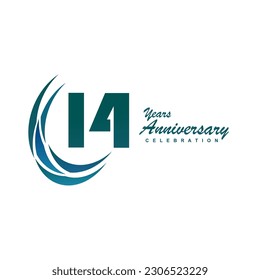 14 Years anniversary celebration 3d vector template design illustration