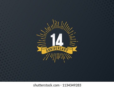 14 years anniversary celebration design with fireworks background