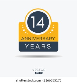 14 years anniversary celebration Design, Vector illustration.