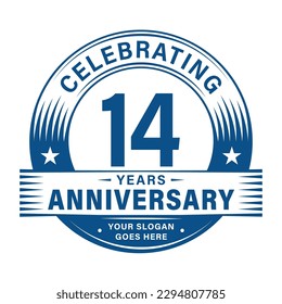 14 years anniversary celebration design template. 14th logo vector illustrations