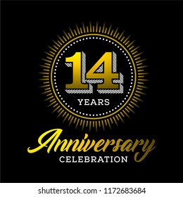 14 Years Anniversary Celebration Gold Logo