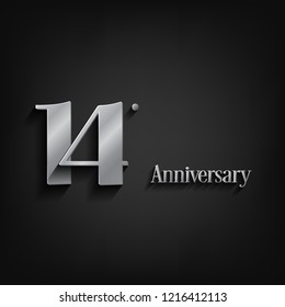 14 years anniversary  celebration. Anniversary logo elegance number and 3D style color and shadow isolated on black background, vector design for celebration, invitation card, and greeting card