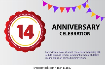 14 years anniversary celebration logo vector template design illustration