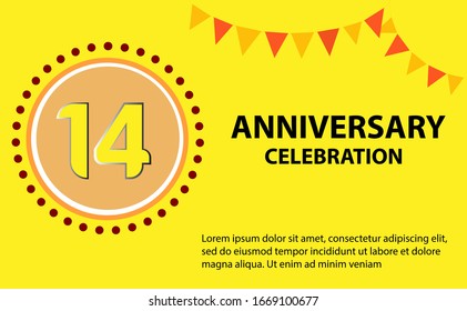 14 years anniversary celebration logo vector template design 