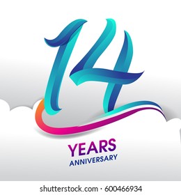 14 Years Anniversary celebration logo, birthday vector design