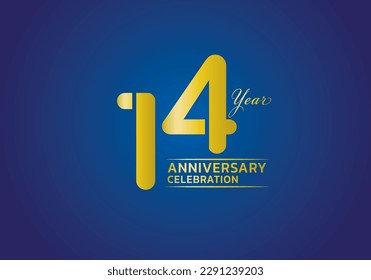 14 years anniversary celebration logotype gold color vector, 14th birthday logo, 14 number, anniversary year banner, anniversary design elements for invitation card and poster. number design vector