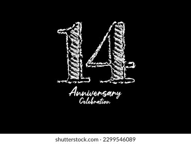 14 years anniversary celebration logotype white vector, 14th birthday logo, 14 number design, anniversary year banner, anniversary design elements for invitation card and poster. number design vector