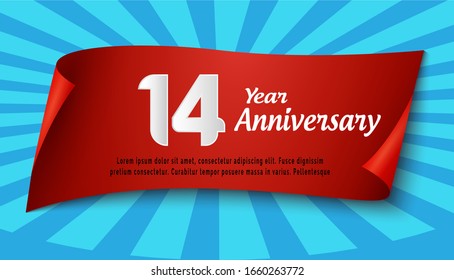 14 Years Anniversary Celebration Vector Template Design Illustration