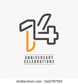 14 Years Anniversary Celebration Vector Template Design Illustration