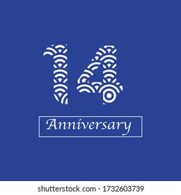 14 Years Anniversary Celebration Vector Template Design Illustration