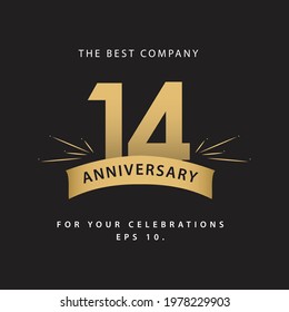 14 Years Anniversary Celebration Vector Template Design Illustration