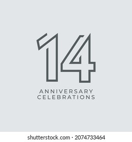 14 Years Anniversary Celebration Vector Template Design Illustration