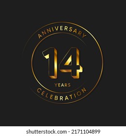 14 Years Anniversary Celebration, Vector Design Illustration Template