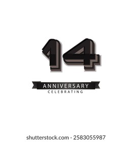 14 years anniversary celebration vector template design illustration