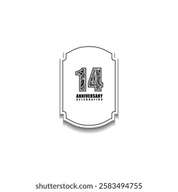 14 years anniversary celebration vector template design illustration