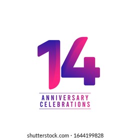 14 Years Anniversary Celebrations Vector Template Design Illustration