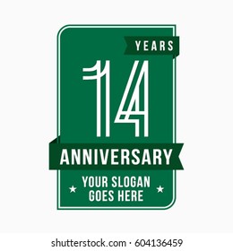 14 years anniversary design template. Vector and illustration.