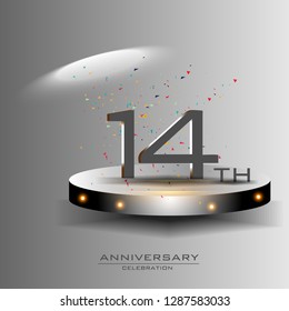 14 years anniversary design vector templates and illustrations, concepts in the future by giving a sci fi feel effect