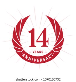 14 years anniversary. Elegant anniversary design. 14 years logo.
