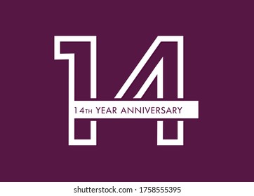 14 years anniversary image vector, 14th anniversary celebration logotype 