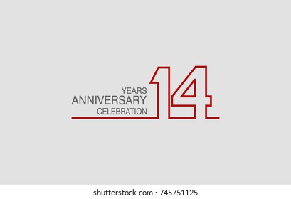 14 years anniversary linked logotype with red color isolated on white background for company celebration event