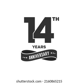 14 years anniversary logo with black color for booklet, leaflet, magazine, brochure poster, banner, web, invitation or greeting card. Vector illustrations.