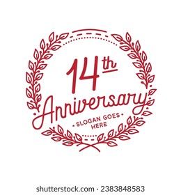 14 years anniversary logo collection. 14th years anniversary celebration hand drawn logotype. Vector and illustration