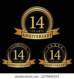 14 years anniversary logo collections. Set of 14th Anniversary logotype template. Vector and illustration.
